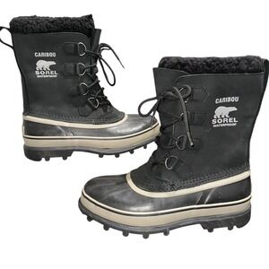 Sorel Caribou Waterproof Snow Boots Black Mens 7 Insulated Winter